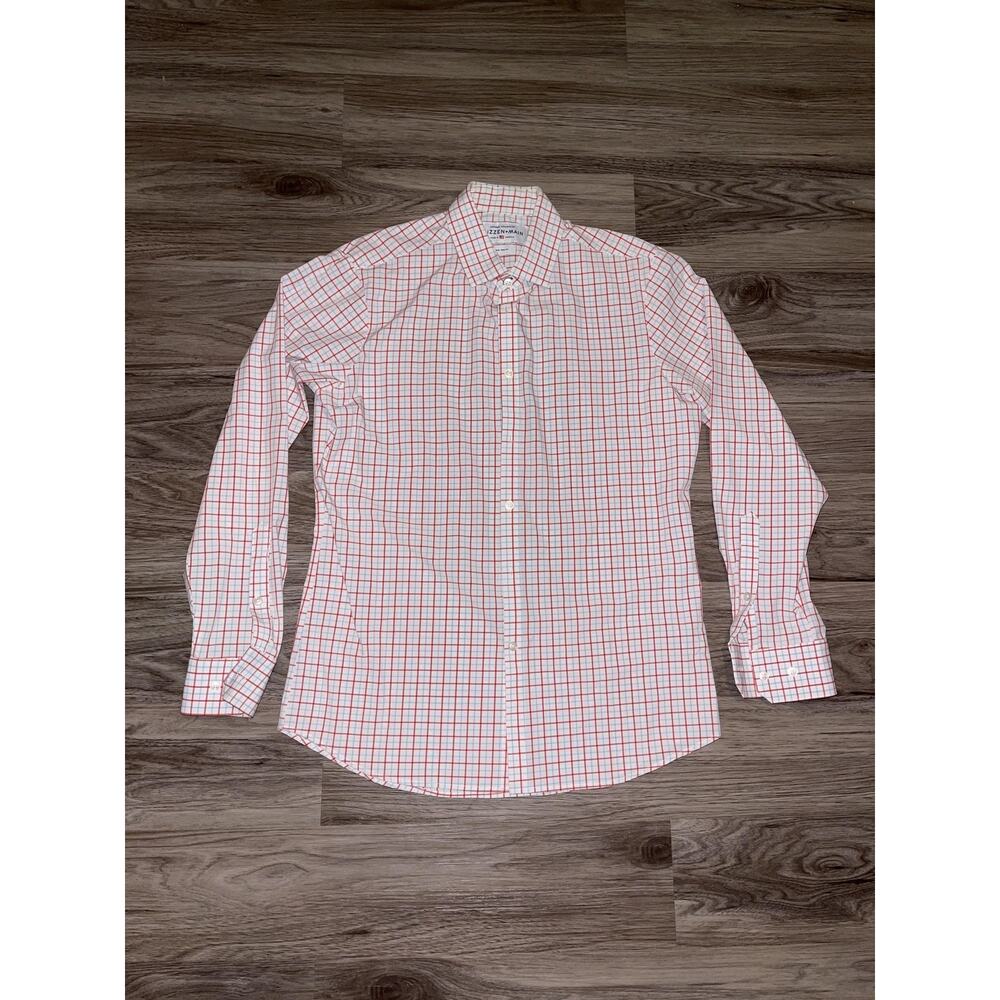 Mizzen+Main Shirt Mens Large White Red Blue Plaid Leeward Trim Fit Made USA